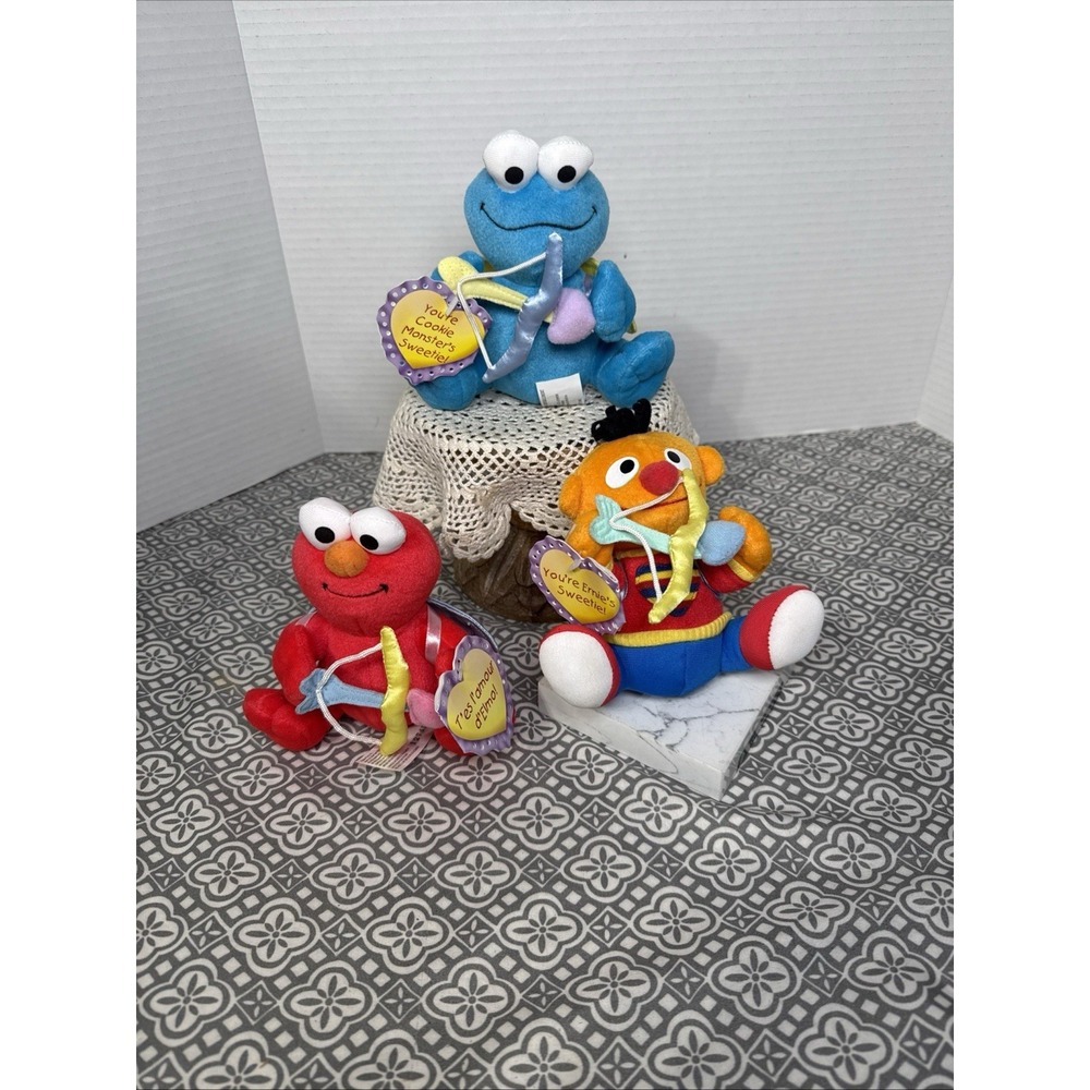 VTG. Sesame Street Plush Muppet Set-3. Elmo, Ernie, & Cookie Monster Stuffies.